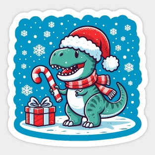 Happy Christmas T Rex Sticker